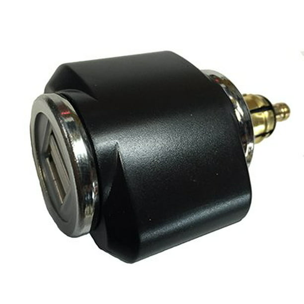 1Pcs Black LED Motorcycle BMW Hella DIN Plug Dual Port USB Charger Adapter
